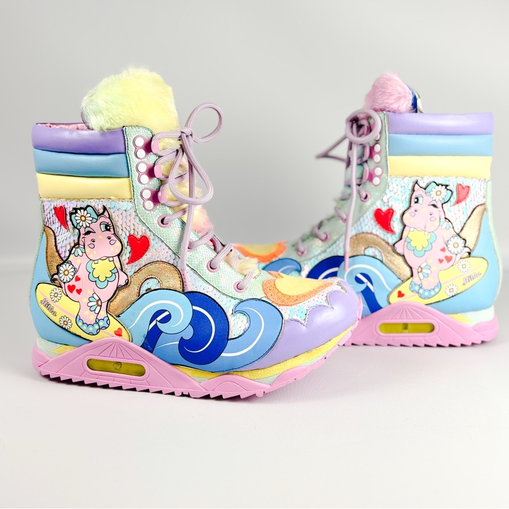 Irregular Choice Surf’s Up Sneakers | Hippo Pastel Boots | Size 38 |